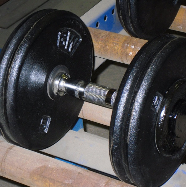 Double Collars and Ergo Handle Welded Dumbbell.