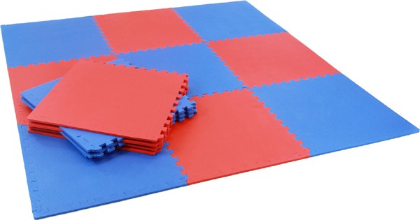 red and blue gym martial arts mat